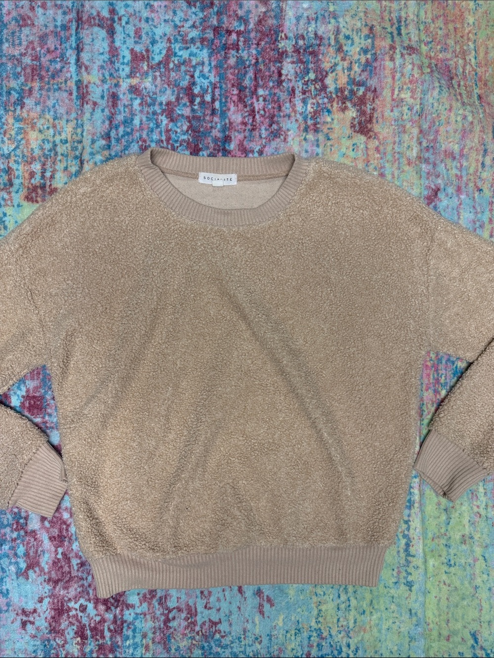 Socialite Taupe Crewneck Pullover Sweater